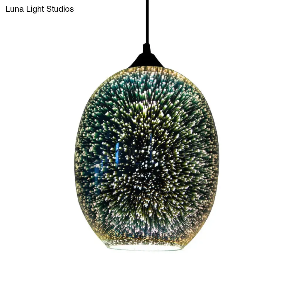 Colorful Glass Pendant 1-Light Hanging Light – Silver Finish