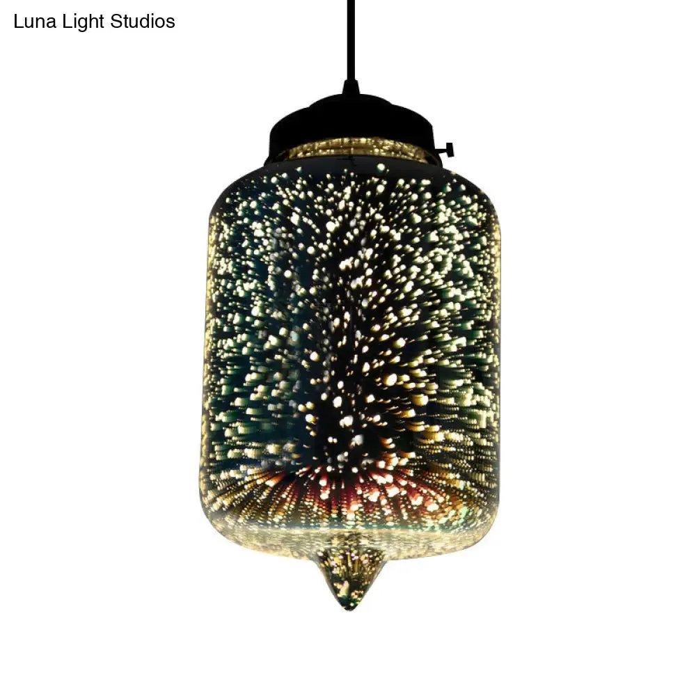 Colorful Glass Pendant 1-Light Hanging Light – Silver Finish