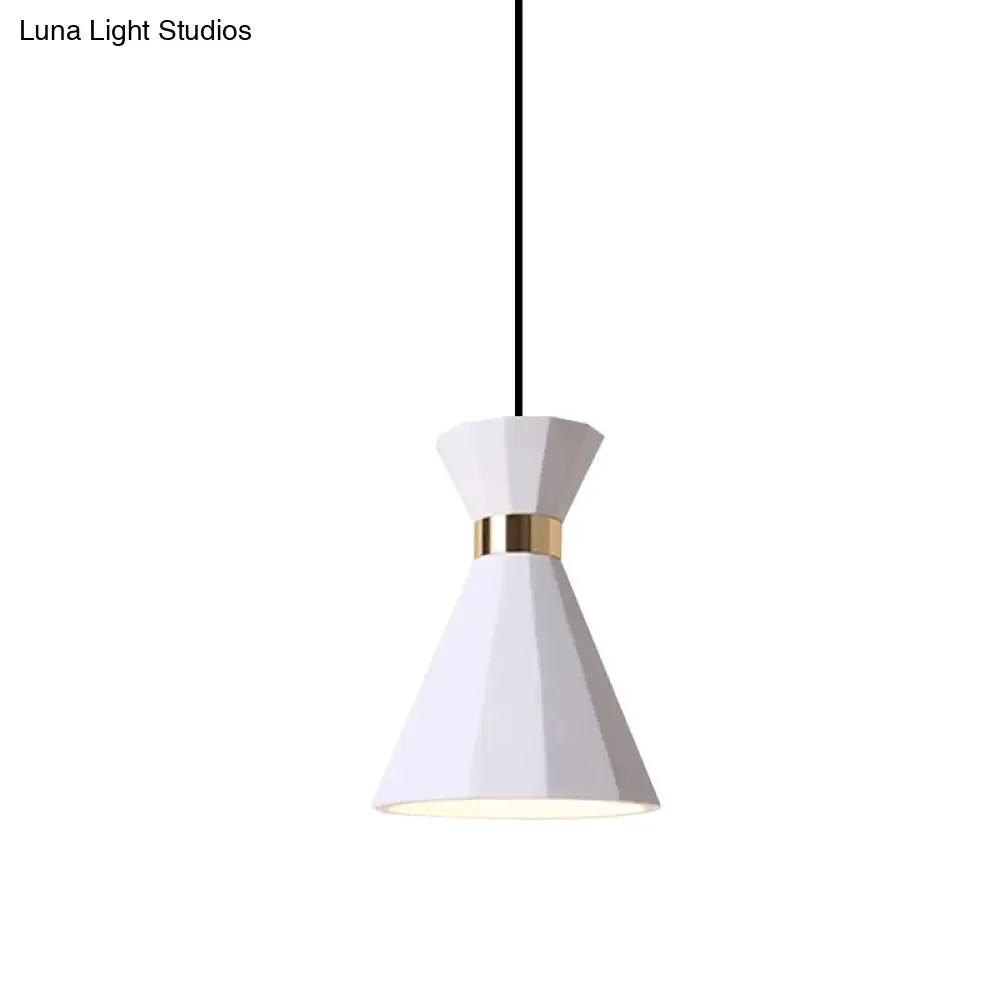 Conical Nordic Style Bedside Pendant Light - 1 Light, Adjustable Cord, Metal & Resin Construction - Available in Black, White, and Grey - 7.5"/9" W