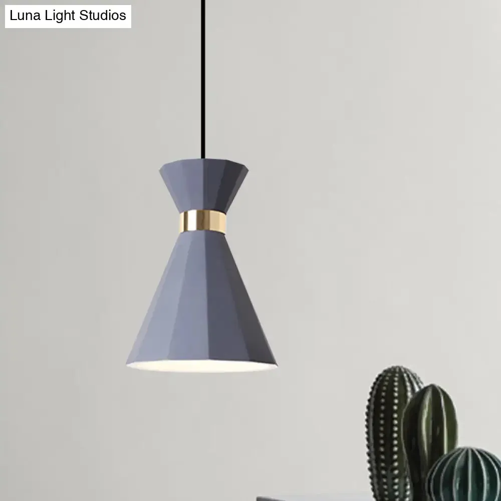 Conical Nordic Style Bedside Pendant Light - 1 Light, Adjustable Cord, Metal & Resin Construction - Available in Black, White, and Grey - 7.5"/9" W