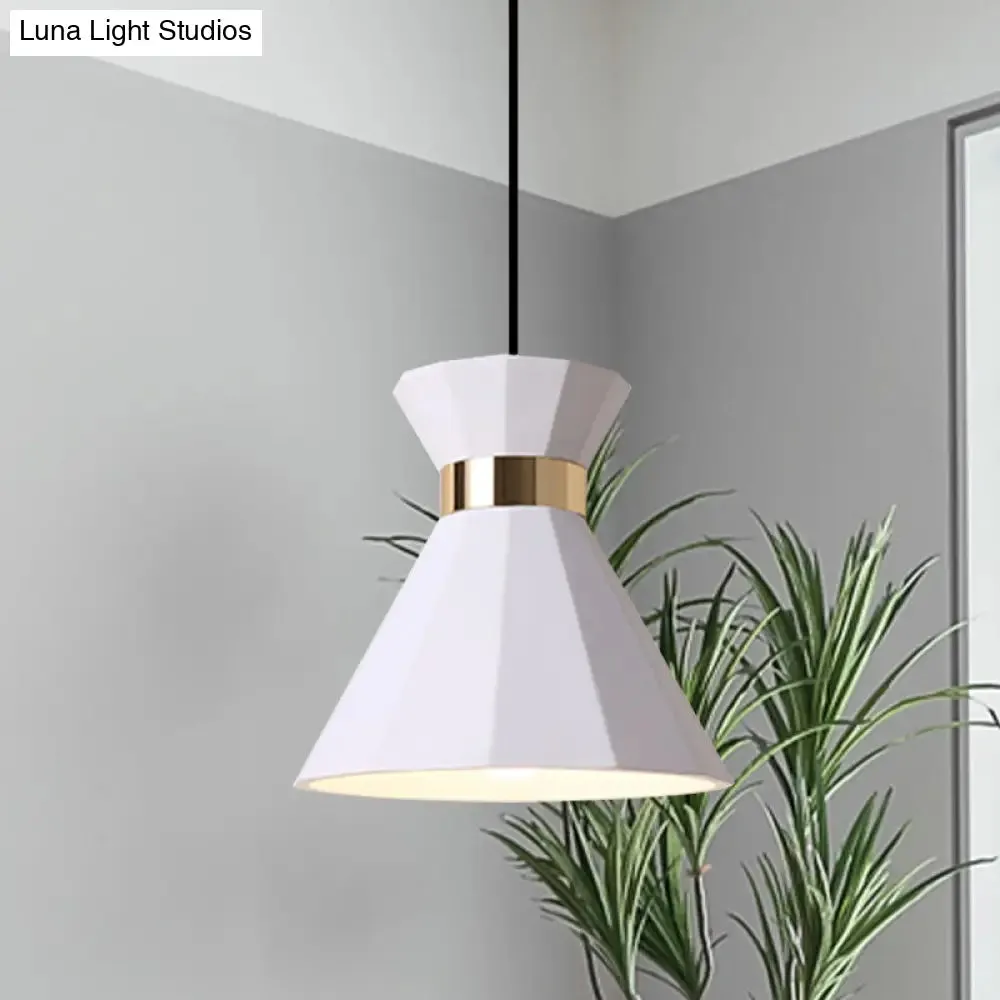 Conical Nordic Style Bedside Pendant Light - 1 Light, Adjustable Cord, Metal & Resin Construction - Available in Black, White, and Grey - 7.5"/9" W