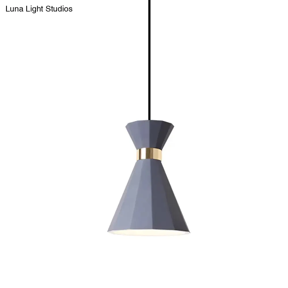 Conical Nordic Style Bedside Pendant Light - 1 Light, Adjustable Cord, Metal & Resin Construction - Available in Black, White, and Grey - 7.5"/9" W