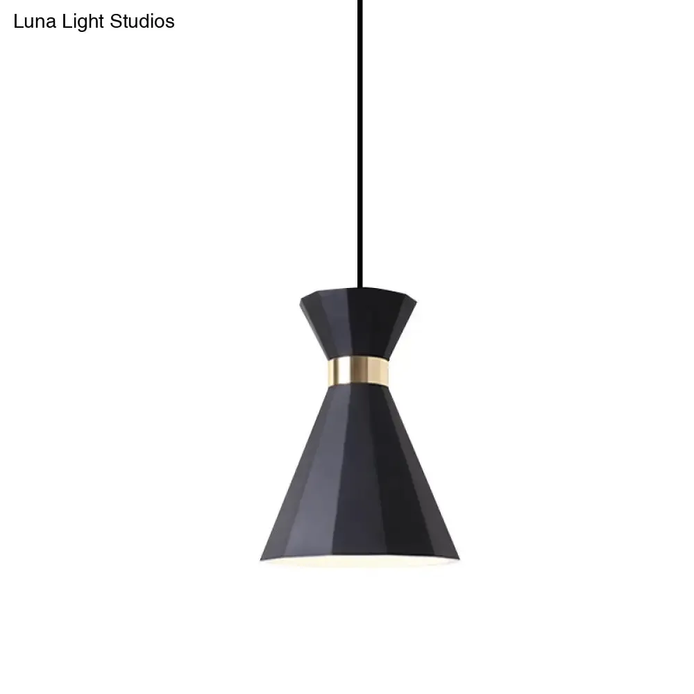 Conical Nordic Style Bedside Pendant Light - 1 Light, Adjustable Cord, Metal & Resin Construction - Available in Black, White, and Grey - 7.5"/9" W