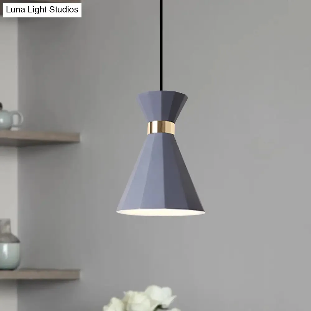 Conical Nordic Style Bedside Pendant Light - 1 Light, Adjustable Cord, Metal & Resin Construction - Available in Black, White, and Grey - 7.5"/9" W