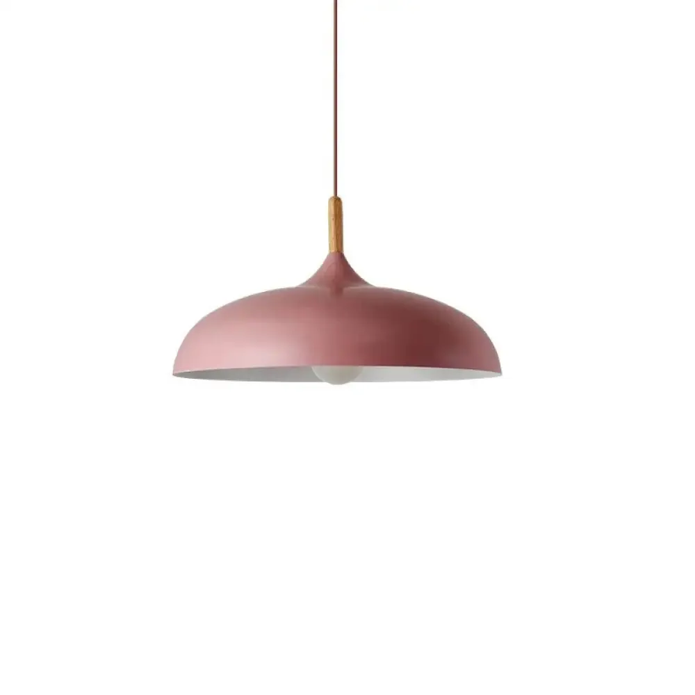 Contemporary Metal Pendant Light with Wood Cork - Geometry Dining Room Ceiling Lamp, 1 Bulb