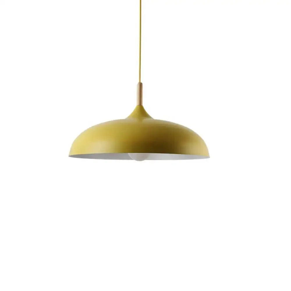 Contemporary Metal Pendant Light with Wood Cork - Geometry Dining Room Ceiling Lamp, 1 Bulb