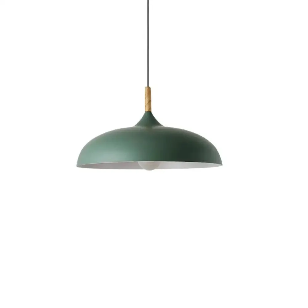 Contemporary Metal Pendant Light with Wood Cork - Geometry Dining Room Ceiling Lamp, 1 Bulb