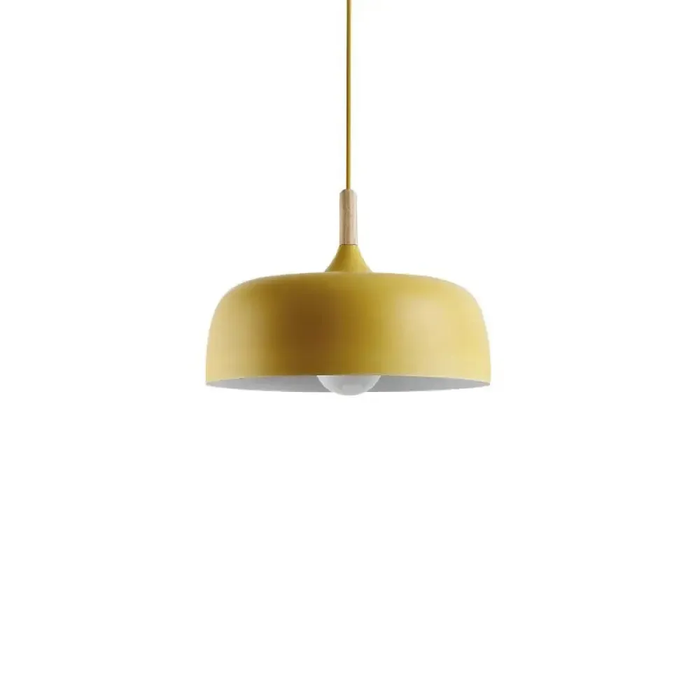 Contemporary Metal Pendant Light with Wood Cork - Geometry Dining Room Ceiling Lamp, 1 Bulb