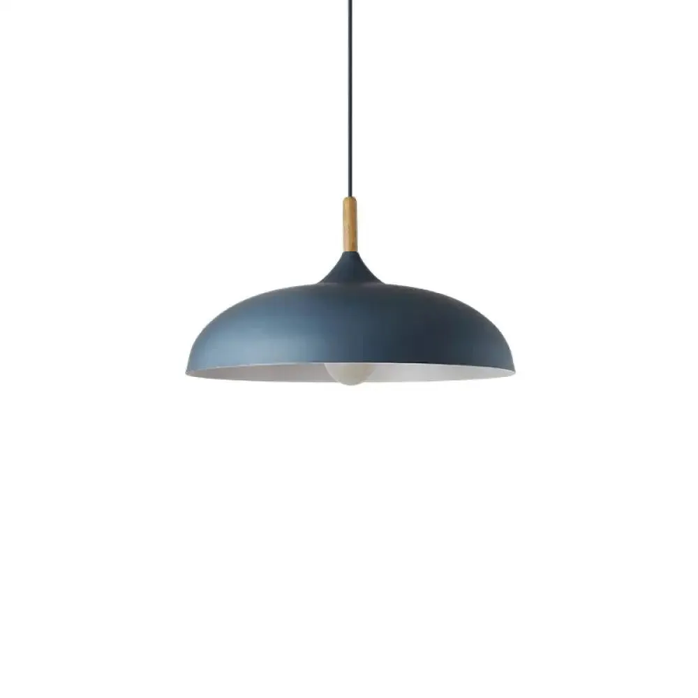 Contemporary Metal Pendant Light with Wood Cork - Geometry Dining Room Ceiling Lamp, 1 Bulb