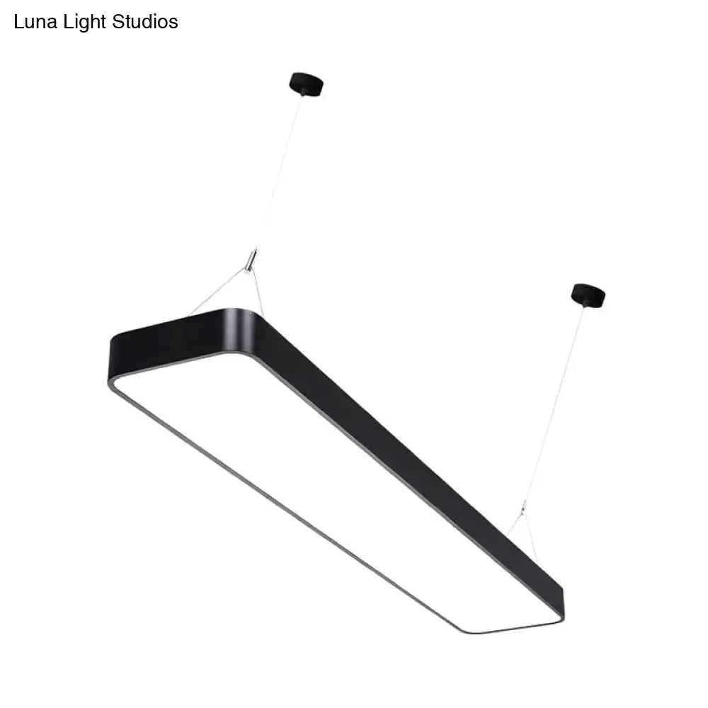 Contemporary Rectangle Pendant Light with LED, Acrylic Shade, Black/White, 4"/8"/12" W