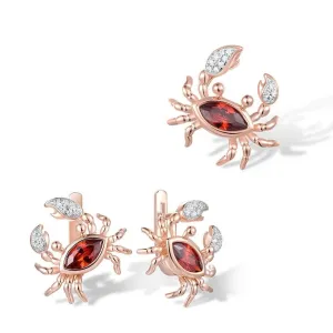 Crab Cancer Earrings with Diamond Jewelry Set