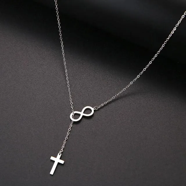 Cross and Infinity Necklaces Pendant For Women Simple Design Necklace Jewelry