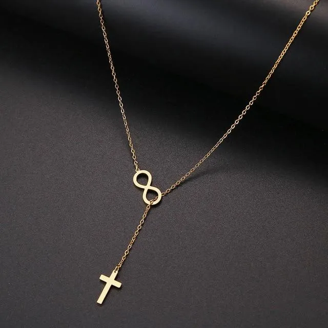 Cross and Infinity Necklaces Pendant For Women Simple Design Necklace Jewelry