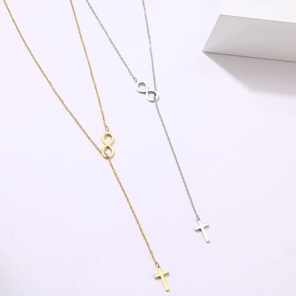 Cross and Infinity Necklaces Pendant For Women Simple Design Necklace Jewelry