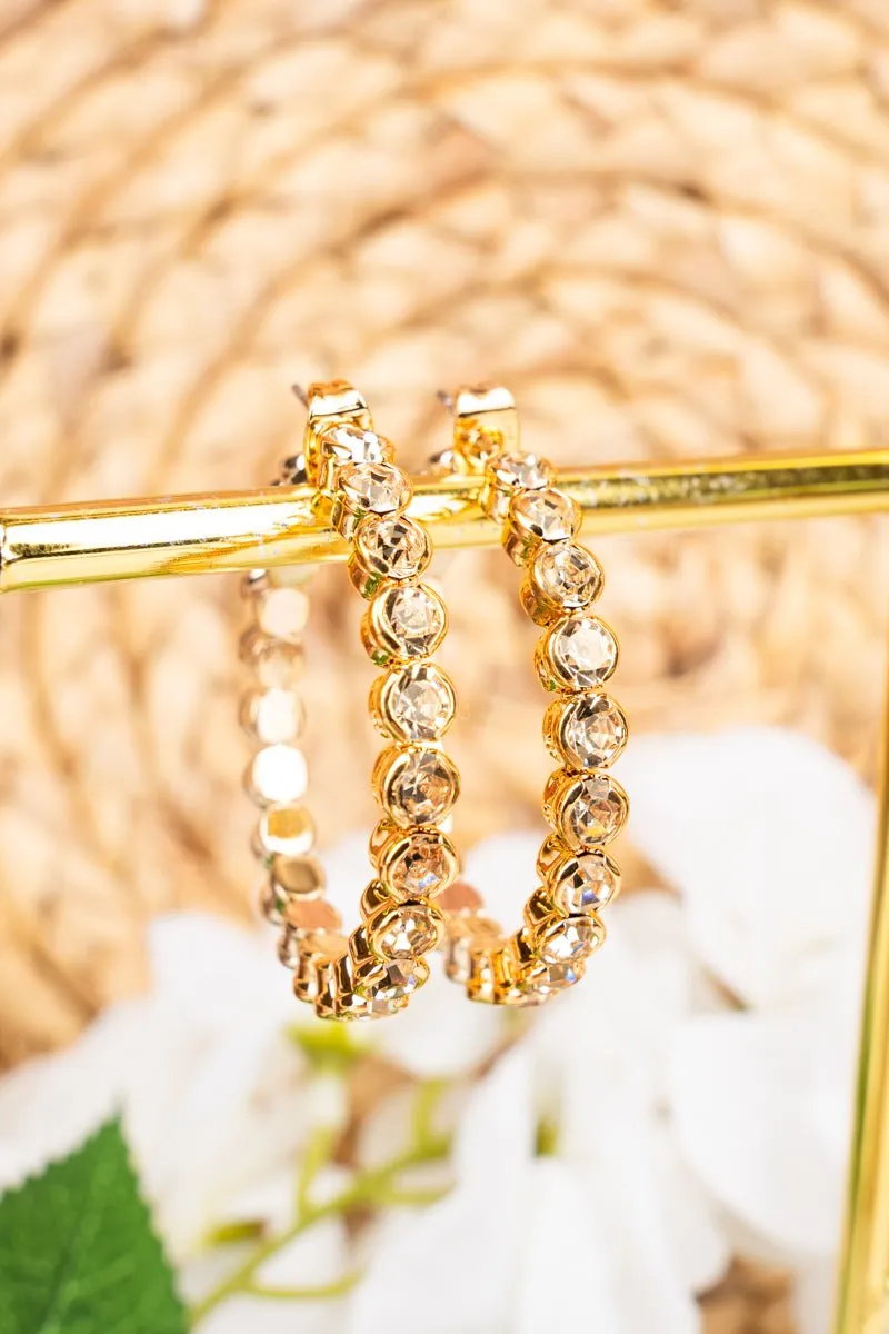 Crystal Avenue Lillian Goldtone Crystal Hoop Earrings