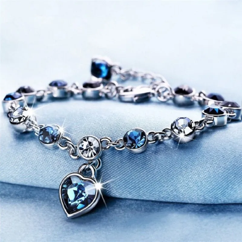 Crystal Heart Ocean Pendant Bracelets