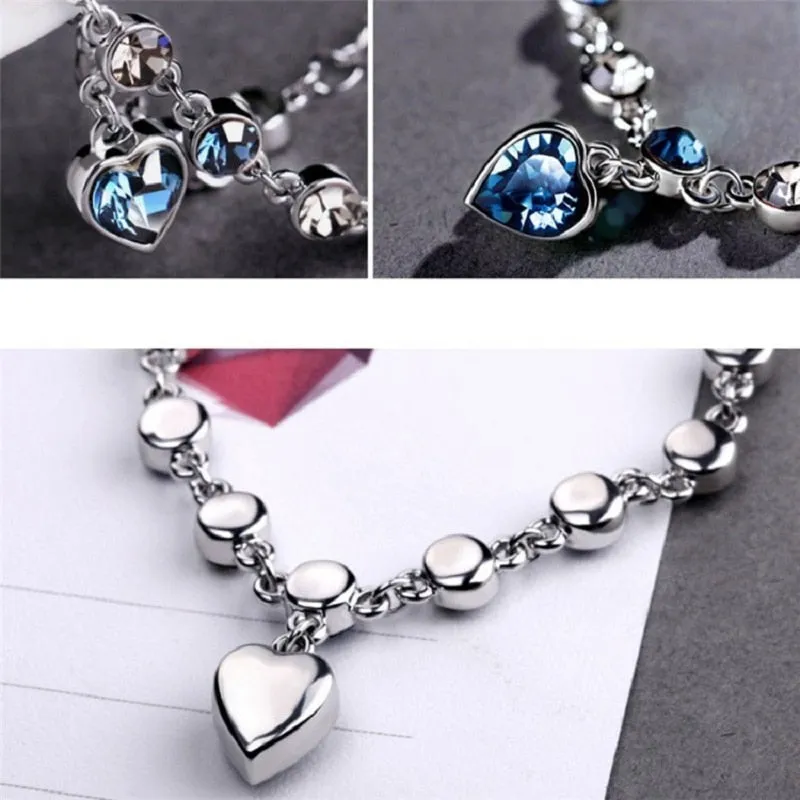 Crystal Heart Ocean Pendant Bracelets