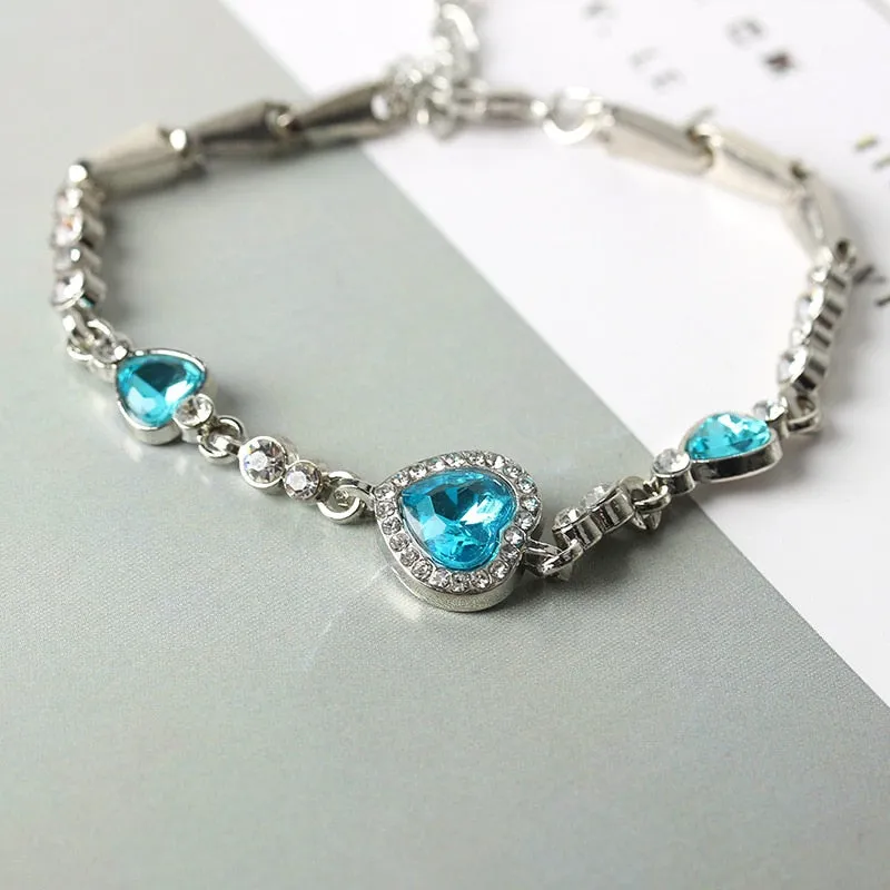 Crystal Heart Ocean Pendant Bracelets