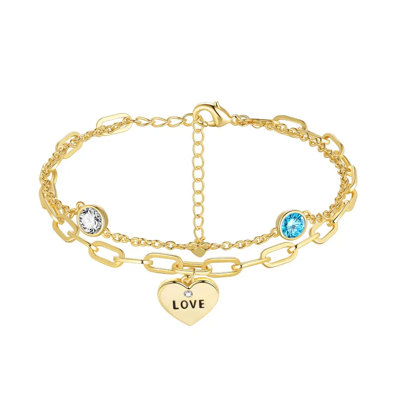 Dainty Gold/Silver Bracelets for Women Jewelry Layered Bracelet,Love Link Bracelets