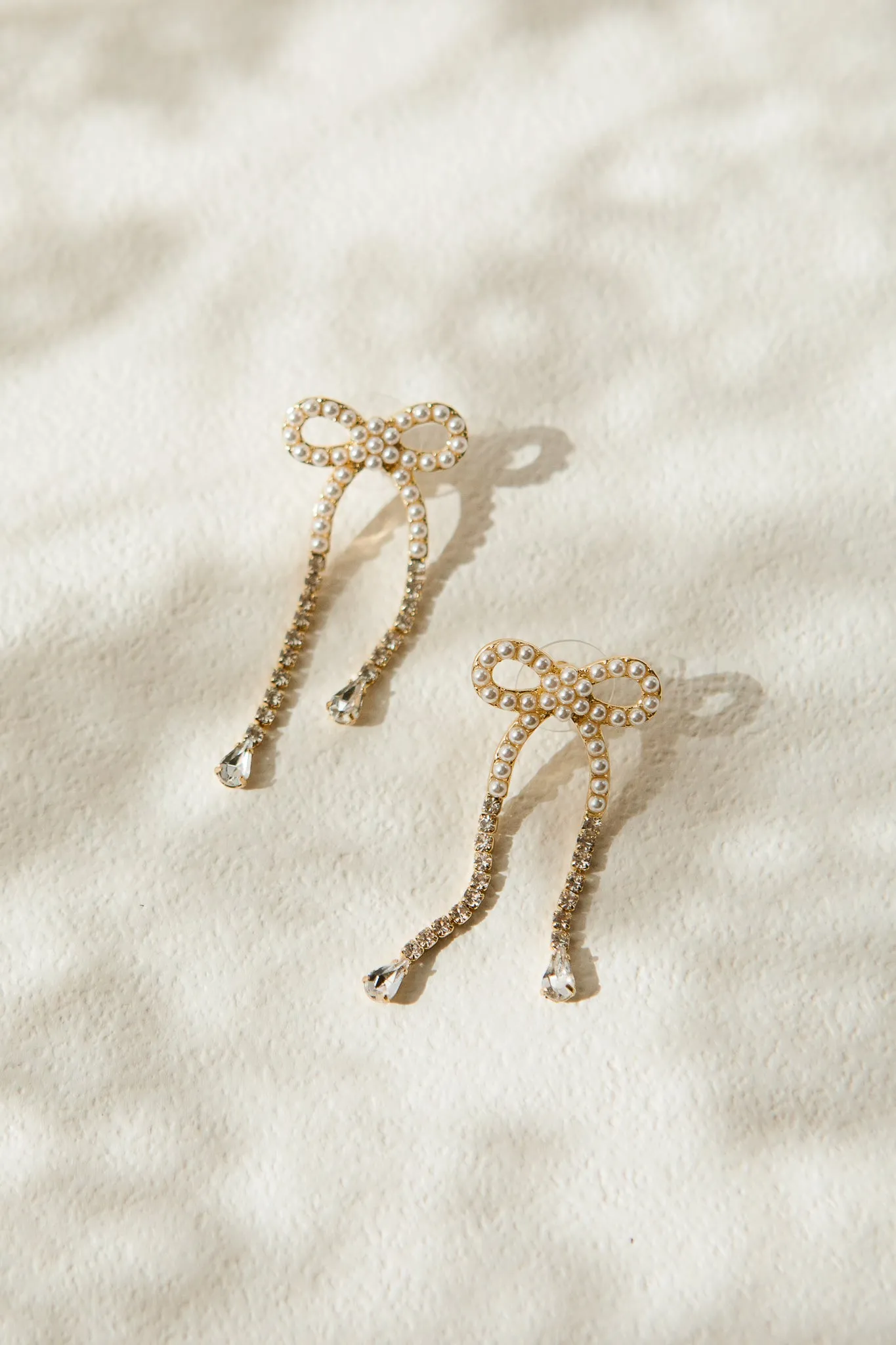 Dainty Pearl Bow Earrings