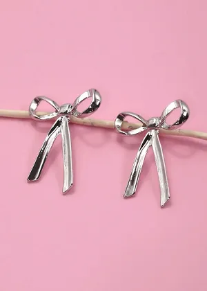 Dangling Silver Bow Earrings