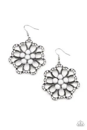 Dazzling Dewdrops - White Earrings