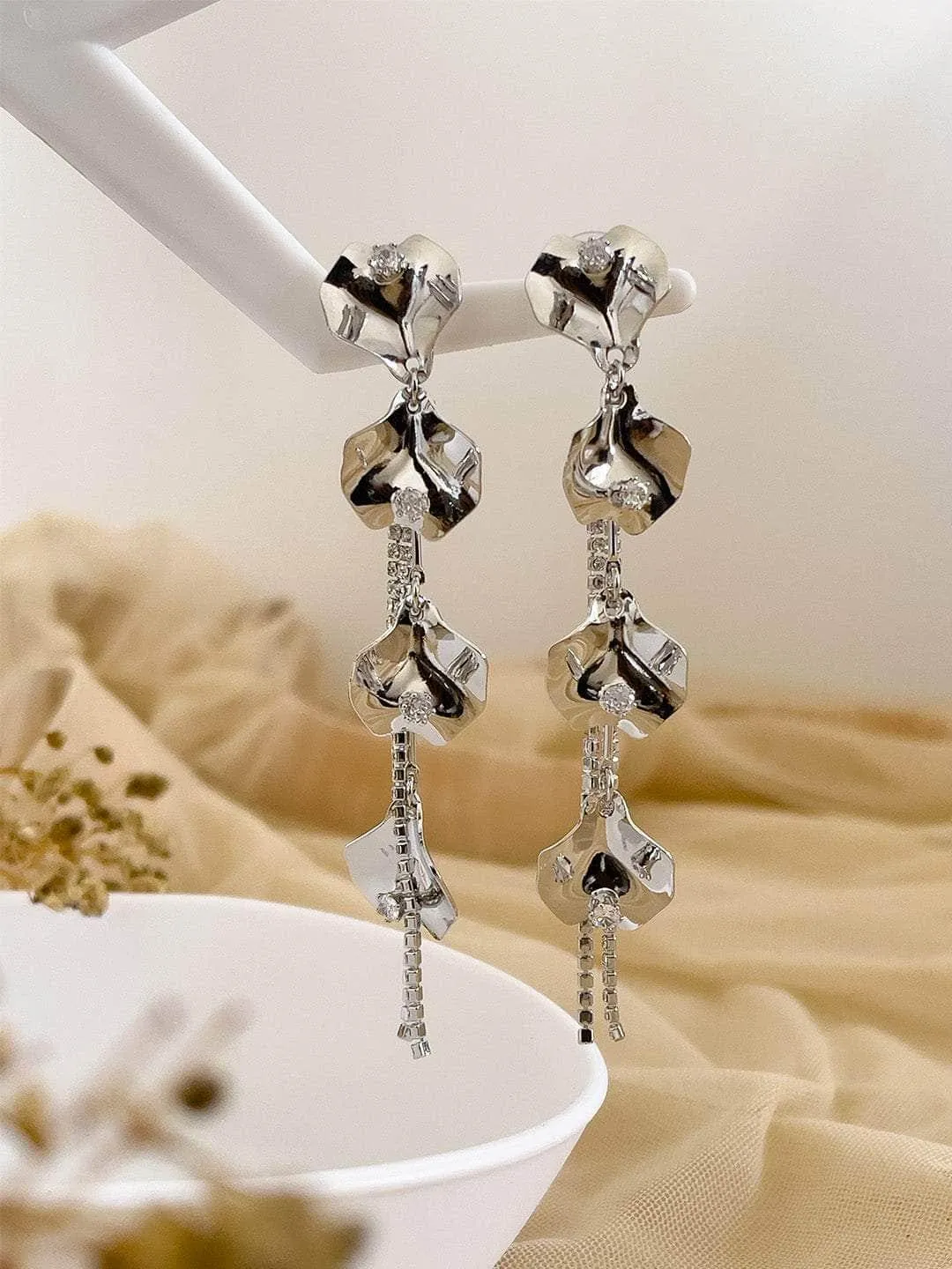 Dazzling Gem Tassel Earring