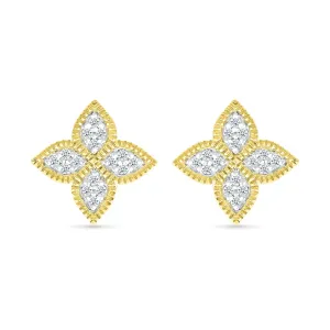 Diamond Clover Studs in Braided Gold