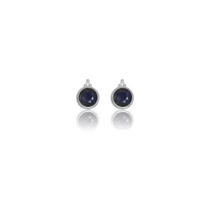 Diamonds by Georgini - Natural Sapphire and Two Natural Diamond September Earrings Silver