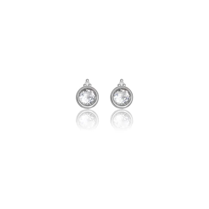 Diamonds by Georgini - Natural Topaz and Two Natural Diamond April Earrings Silver