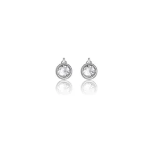 Diamonds by Georgini - Natural Topaz and Two Natural Diamond April Earrings Silver