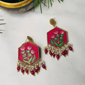 Dianthus Handpainted Red (Earrings)