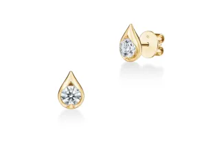 Droplet 1.00Ct Diamond Stud Earrings in 18K Yellow Gold