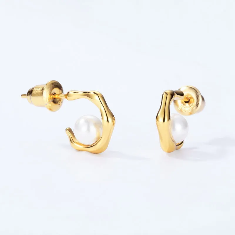 Earrings Shell 925 Silver Plated Stud Earrings