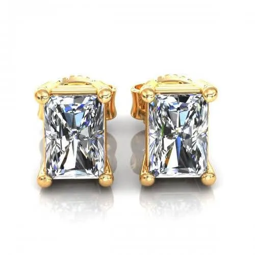 Ecstatic 0.25CT Radiant Cut Diamond Stud Earrings in 14KT Yellow Gold