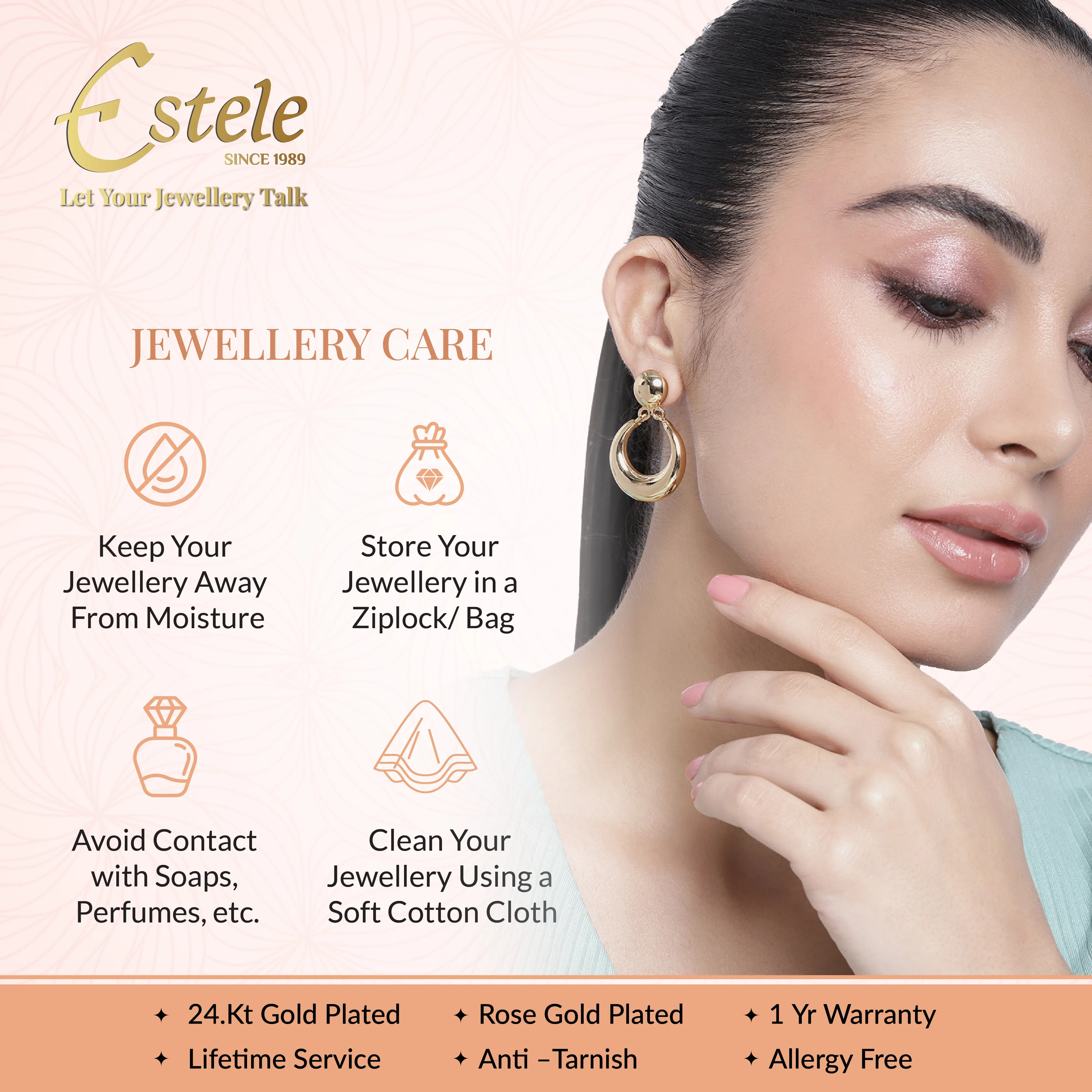 Estele Gold Plated Modern Fashionable & Fancy Demifine Half Hoop Earrings for women