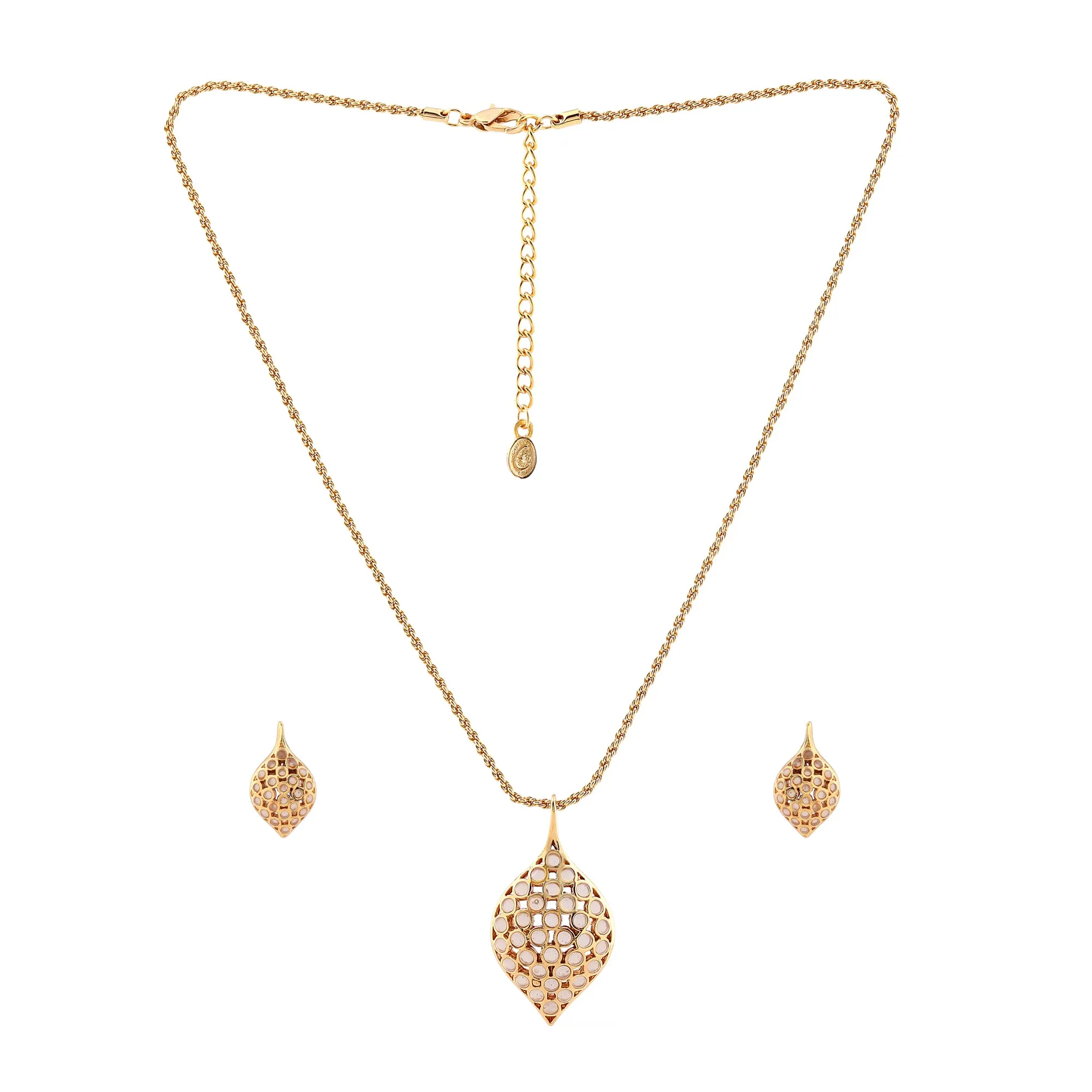 Estele Gold Plated Trendy Fashionable Pendant Set With Earrings for Women