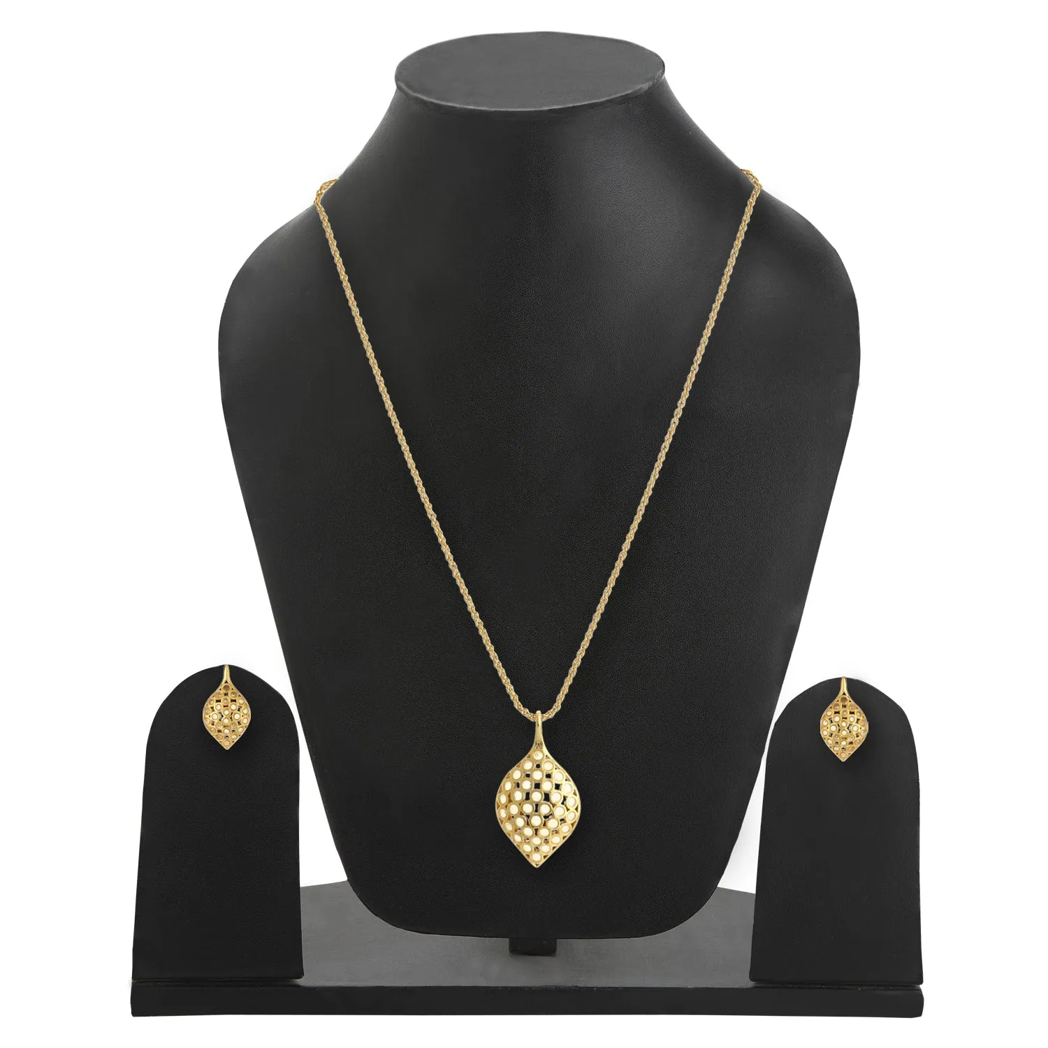 Estele Gold Plated Trendy Fashionable Pendant Set With Earrings for Women