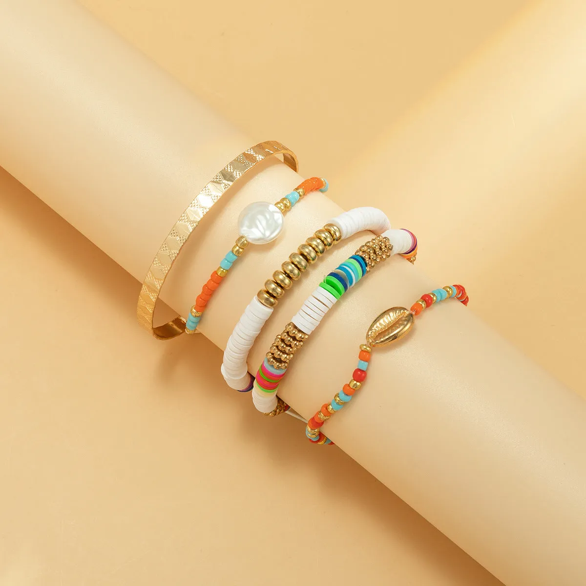 Ethnic Style Soft Ceramic Braided Adjustable Bracelet Set