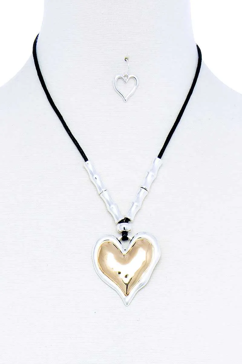 Fashion Stylish Heart Pendant Necklace And Earring Set