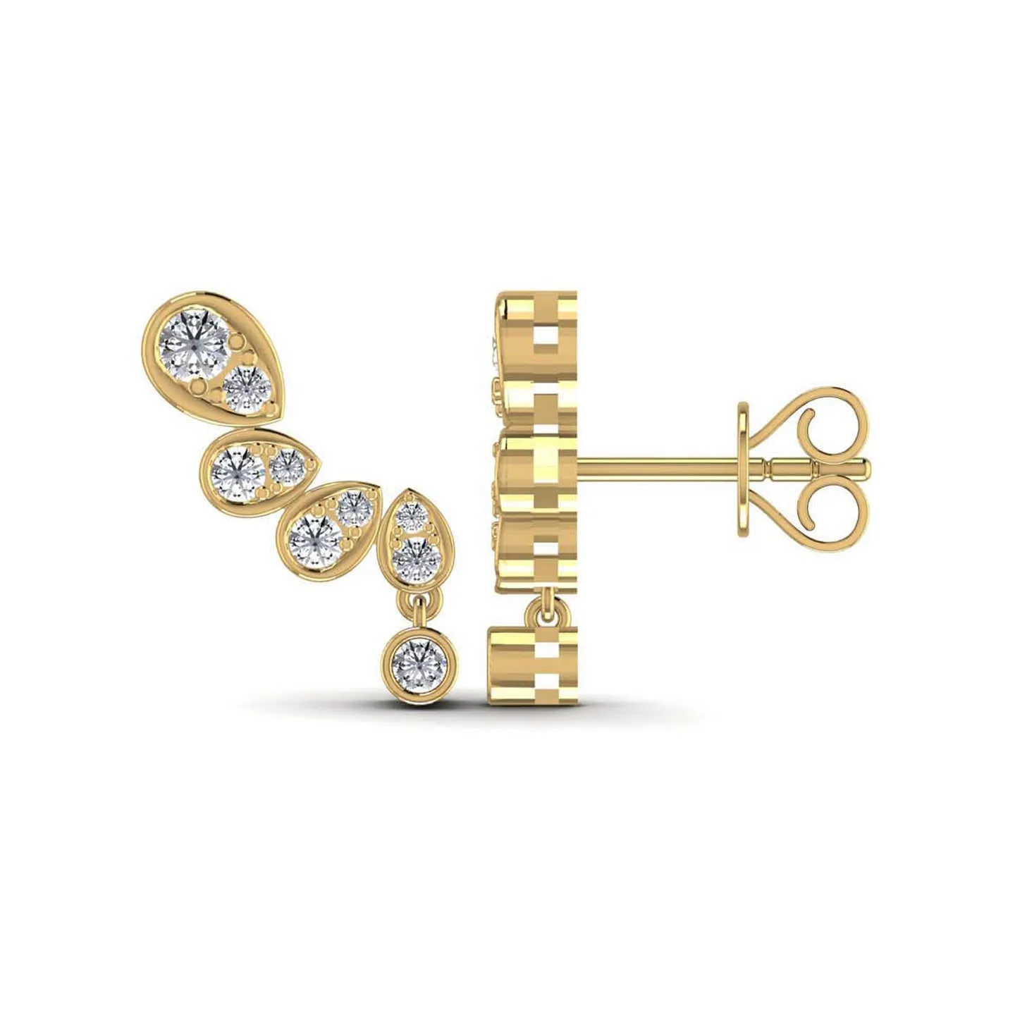 Fashionable 0.61CT Diamond Gold Stud Earring