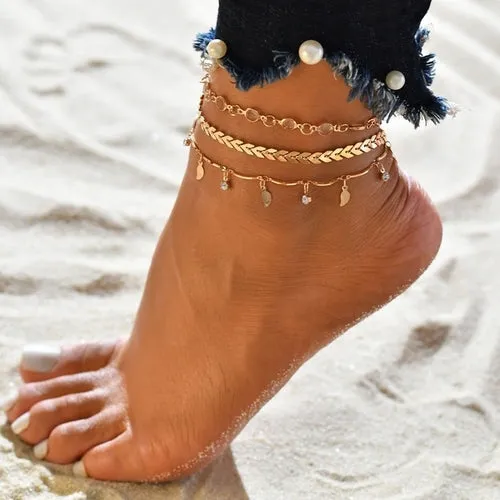 Female Bohemian Shell Heart Summer Anklets For Women Tortoise Ankle