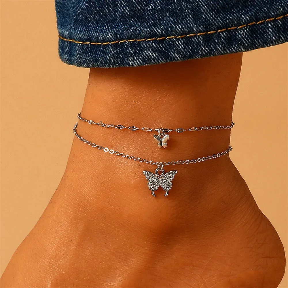 FNIO Bohemian Charm Anklet Set For Women Star Moon Ankle Bracelet On