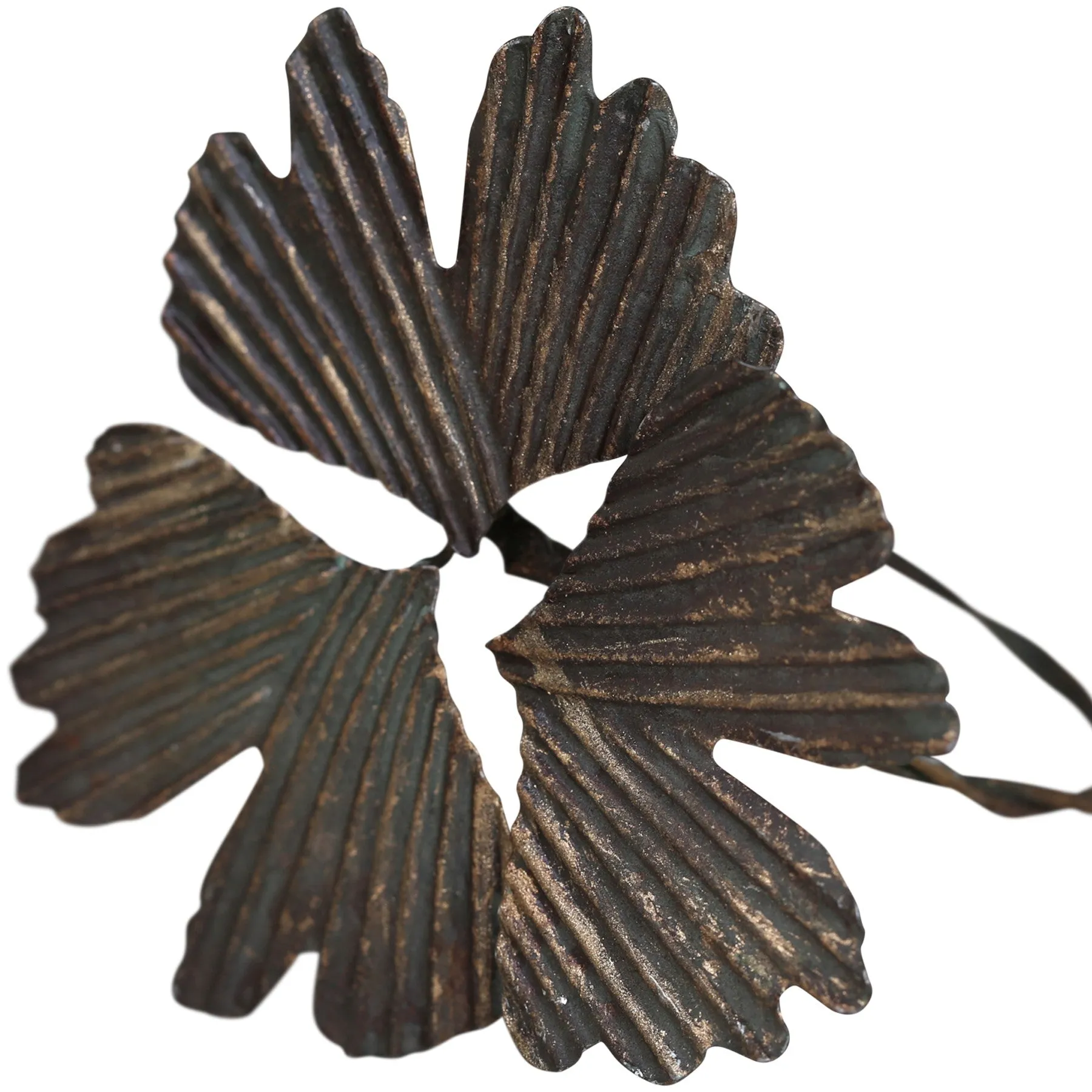 Four Ginkgo Leaf Napkin Rings - Antique Brass