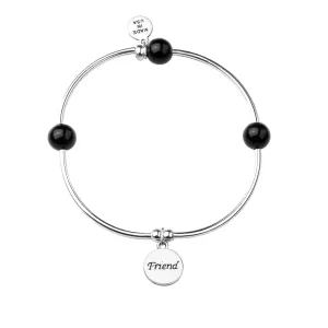 Friend | Soft Bangle Charm Bracelet | Onyx