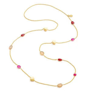 Fuchsia Chalcedony Semi-Precious Gold Necklace