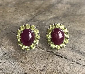 Genuine Ruby Earrings - Red Flower Earrings - Victorian Earrings