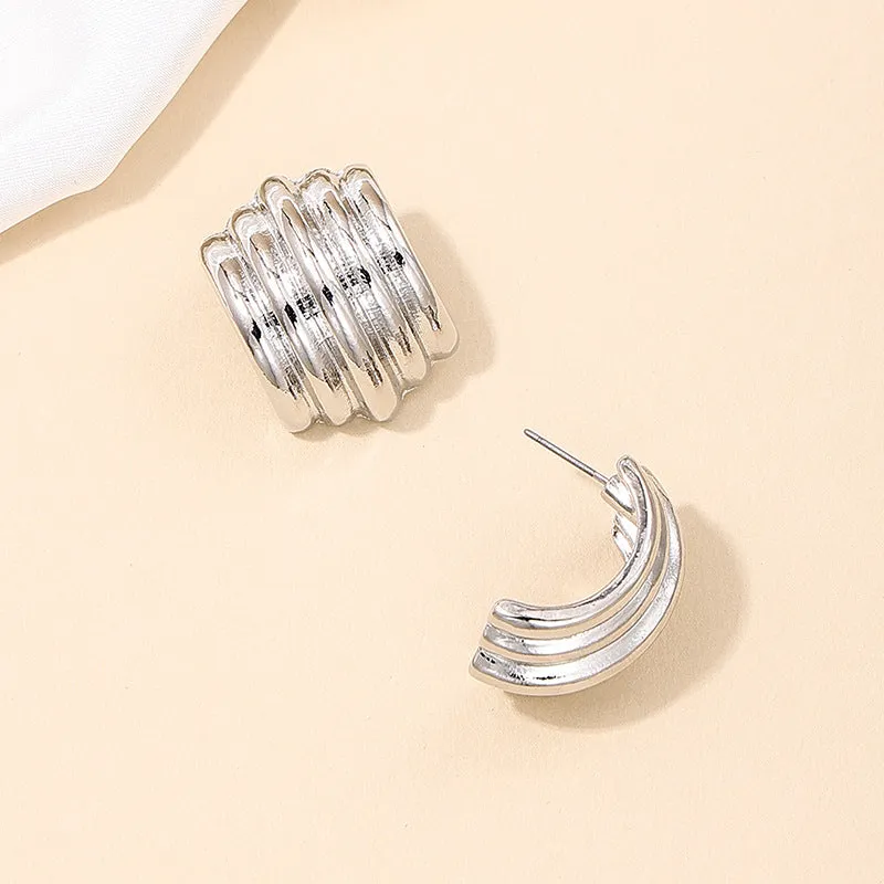 Geometric Metallic Punk Earrings for Women - Vienna Verve Collection