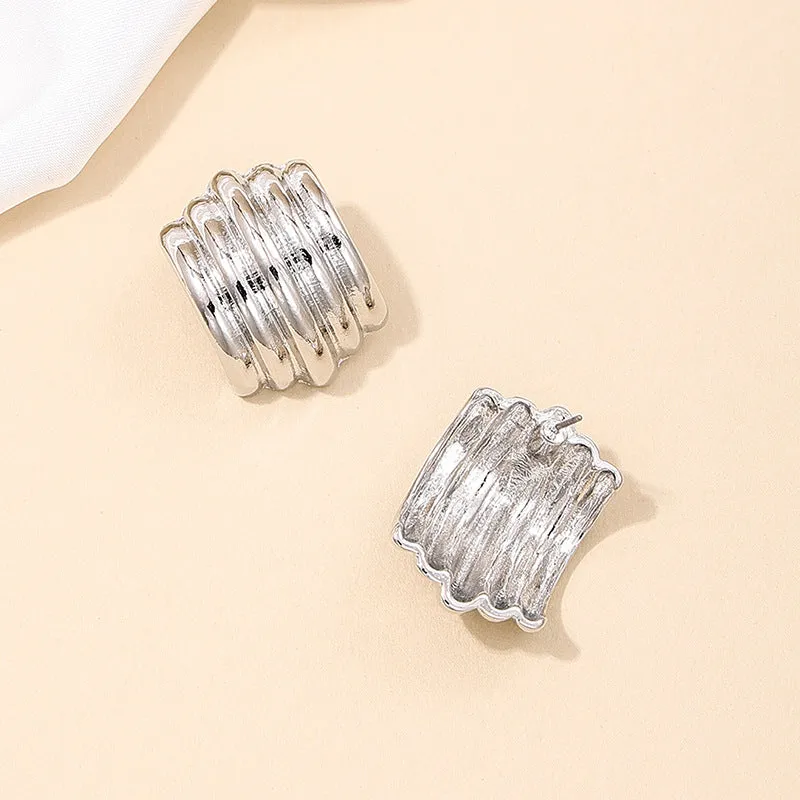 Geometric Metallic Punk Earrings for Women - Vienna Verve Collection