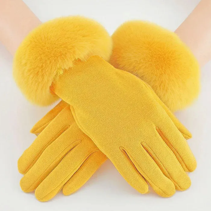 Gloves Fur Trim Winter Gloves for Women